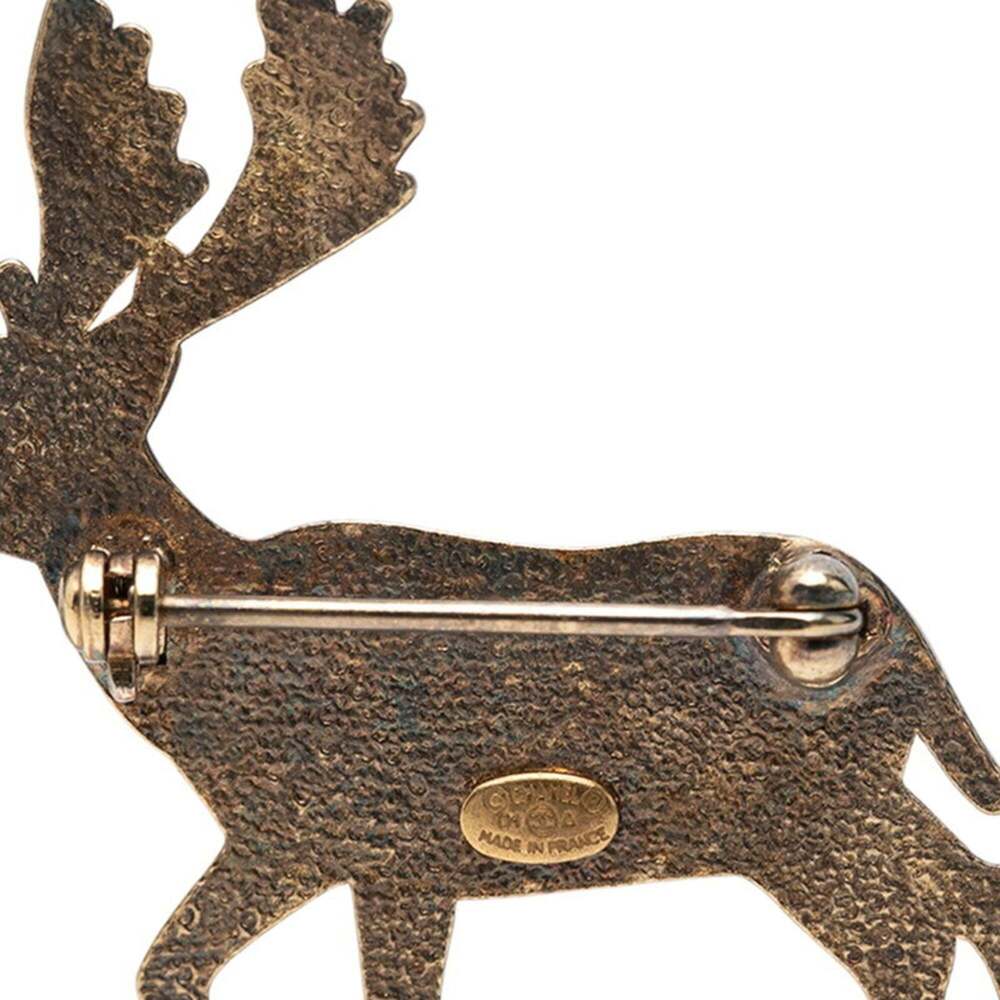 CHANEL Authentic Gold Pearl Logo Brooch - Picture 3 of 3